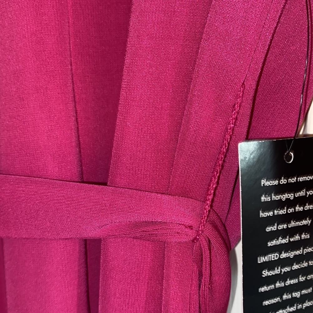 The Limited Berry Fuchsia Pink Open Sleeve Tie Waist Lined Dress NWT - Picture 7 of 12